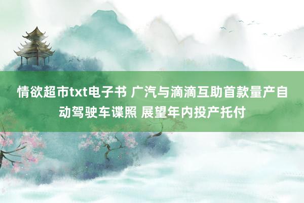 情欲超市txt电子书 广汽与滴滴互助首款量产自动驾驶车谍照 展望年内投产托付