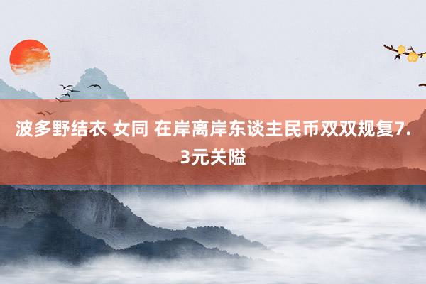 波多野结衣 女同 在岸离岸东谈主民币双双规复7.3元关隘